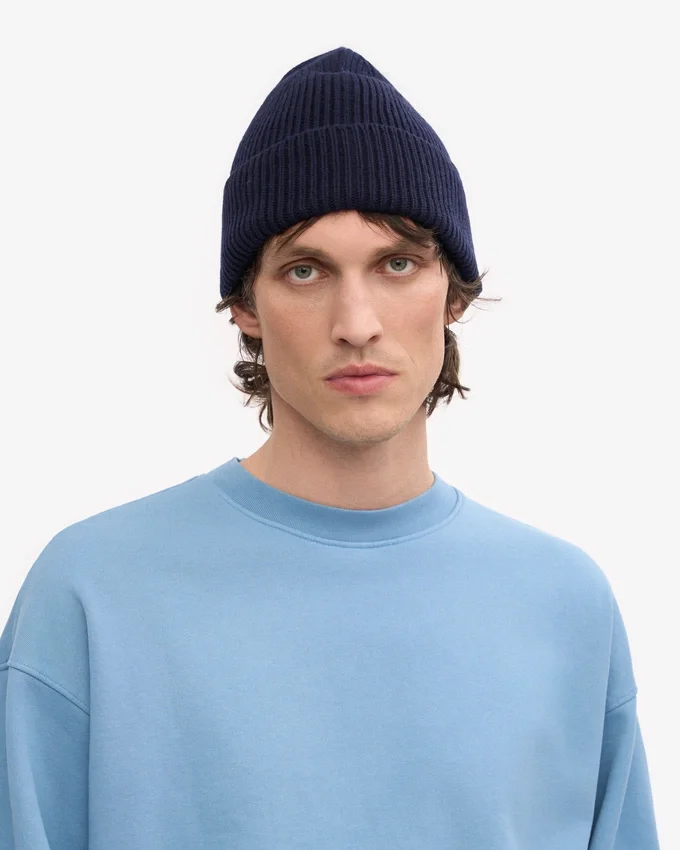 Bonnet en laine mérinos - Bleu marine
