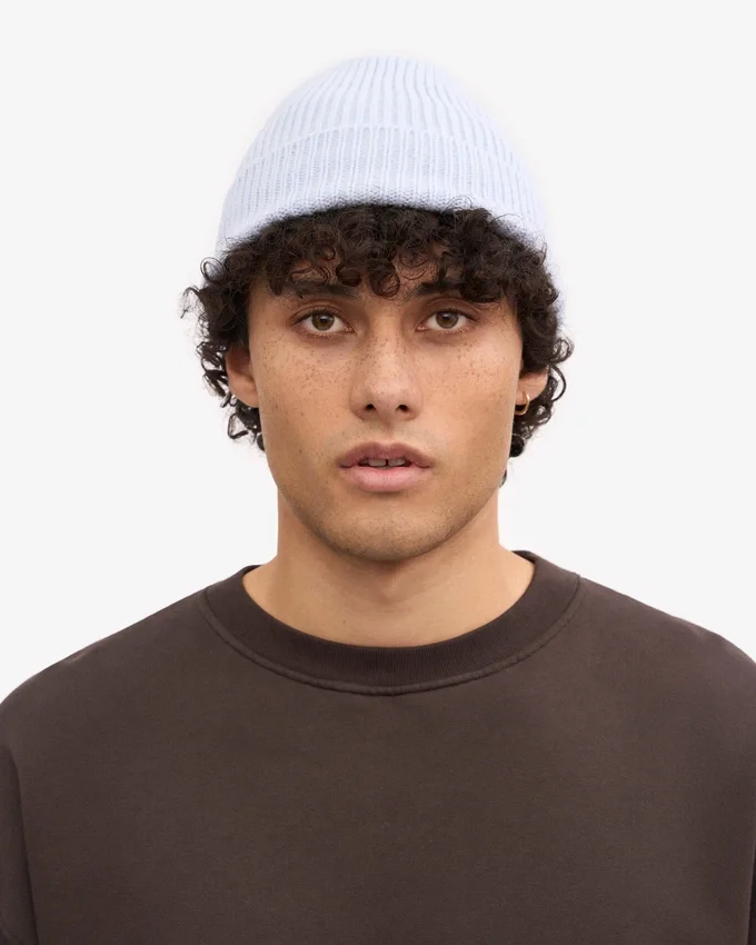 Bonnet en laine mérinos - Bleu polaire