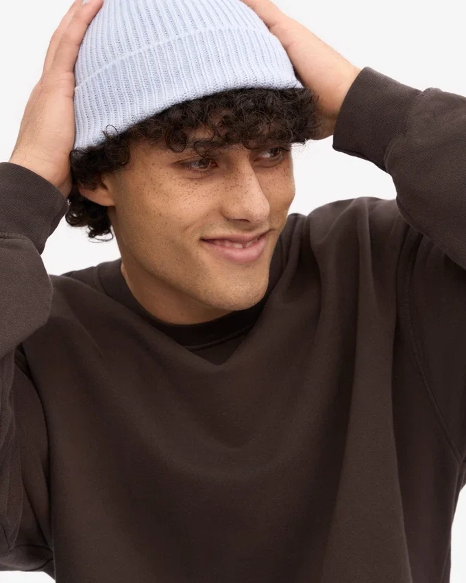 Bonnet en laine mérinos - Bleu polaire