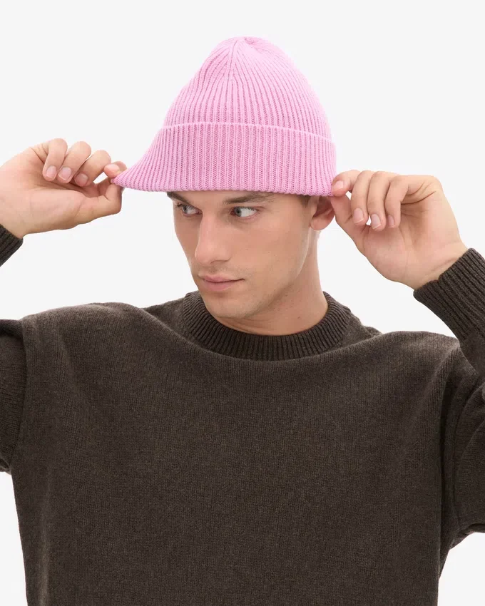 Bonnet en laine mérinos - Fleur de cerisier