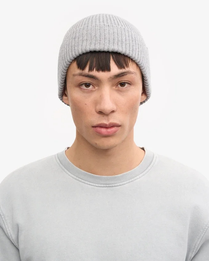 Bonnet en laine mérinos - Gris chiné