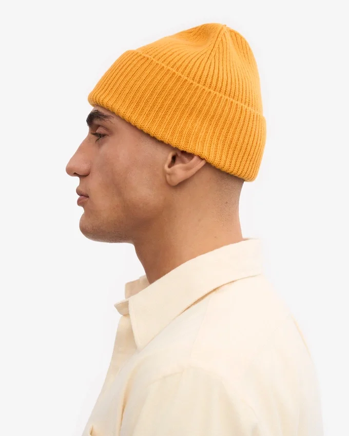 Bonnet en laine mérinos - Jaune brûlé