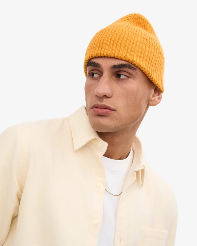 Bonnet en laine mérinos - Jaune brûlé