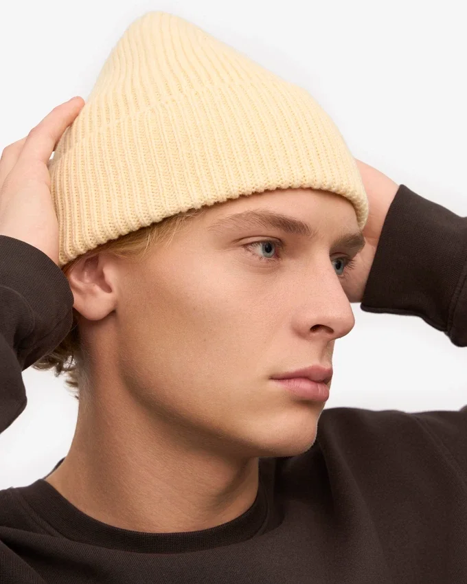 Bonnet en laine mérinos - Jaune pâle