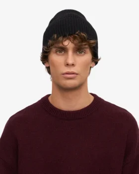 Bonnet en laine mérinos – Noir intense