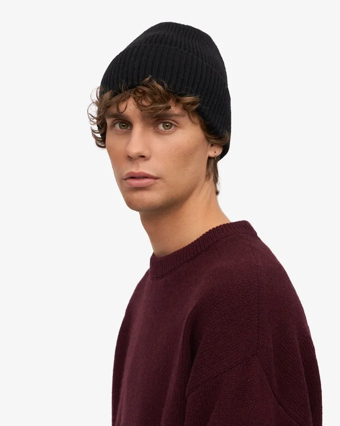 Bonnet en laine mérinos - Noir intense