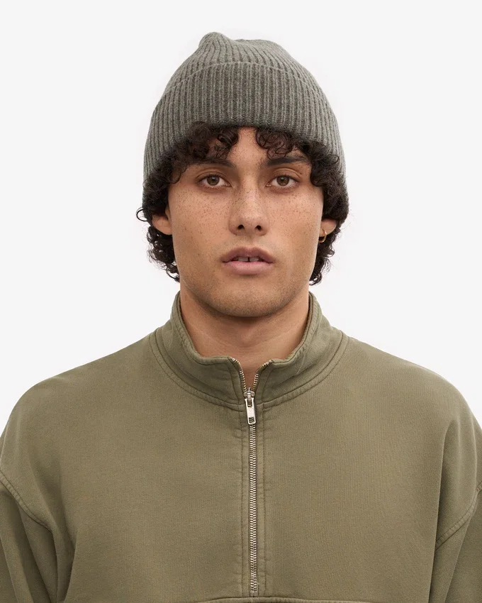 Bonnet en laine mérinos - Olive poussiéreux