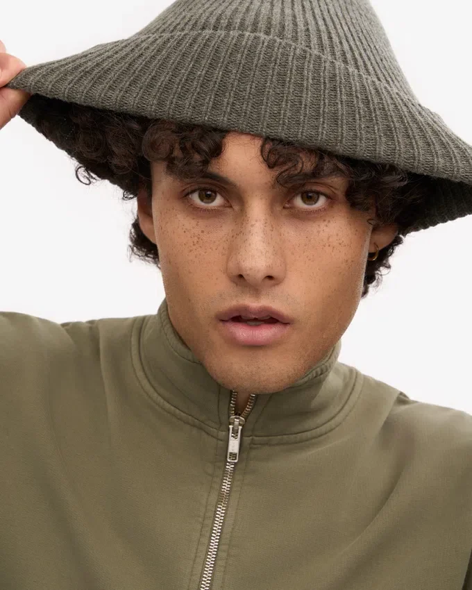 Bonnet en laine mérinos - Olive poussiéreux