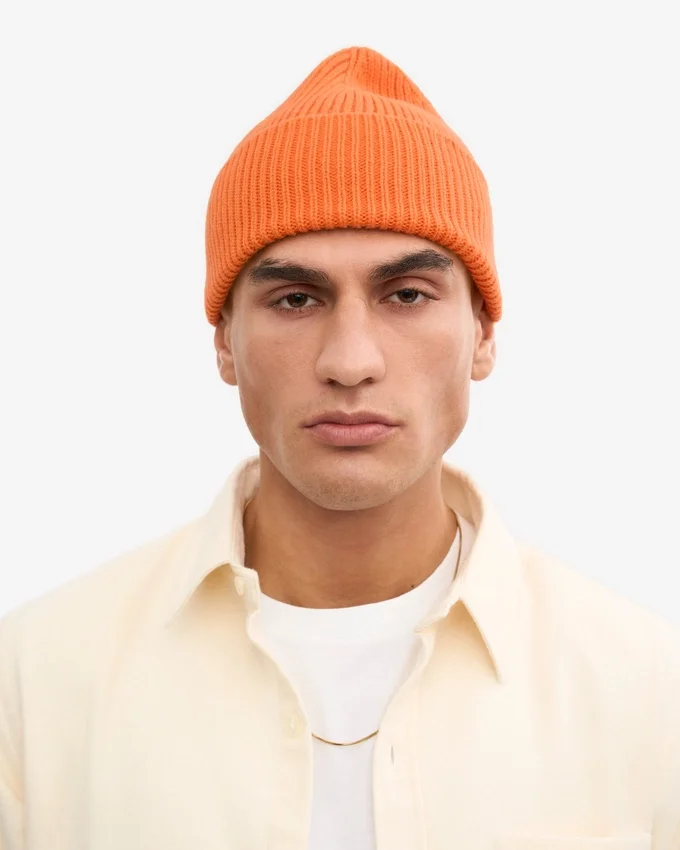 Bonnet en laine mérinos - Orange brûlé
