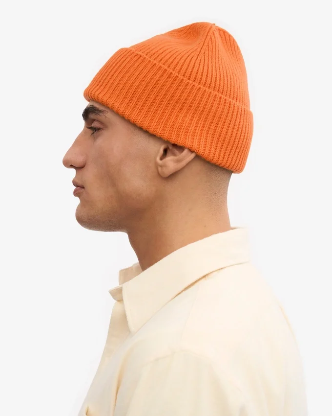 Bonnet en laine mérinos - Orange brûlé