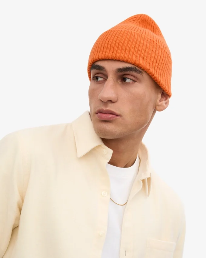 Bonnet en laine mérinos - Orange brûlé