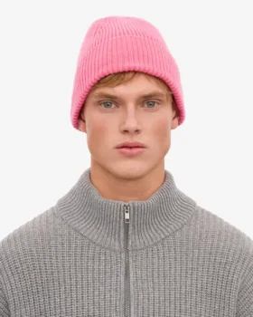 Bonnet en laine mérinos – Rose bubble-gum