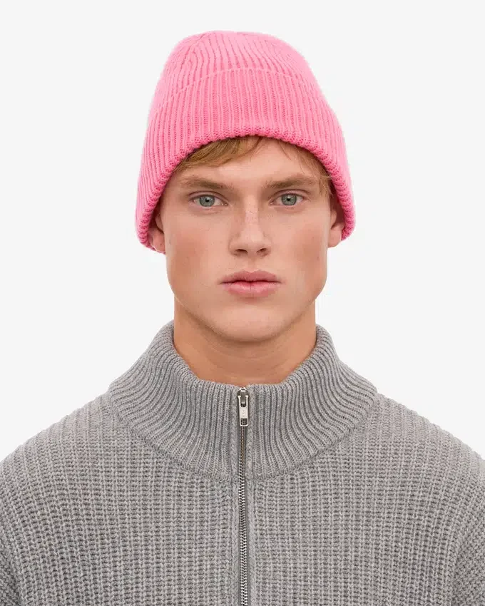 Bonnet en laine mérinos - Rose bubble-gum