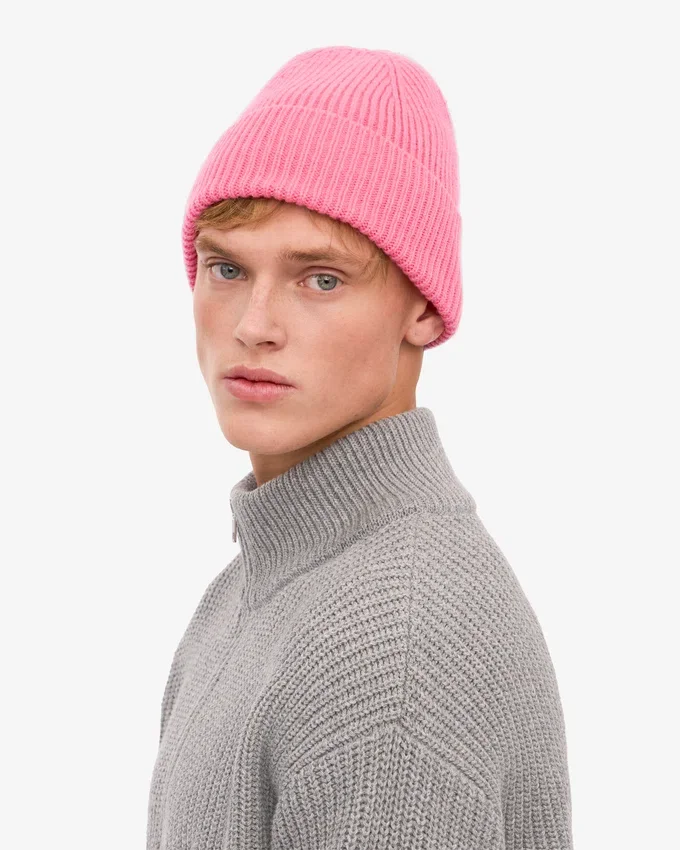 Bonnet en laine mérinos - Rose bubble-gum