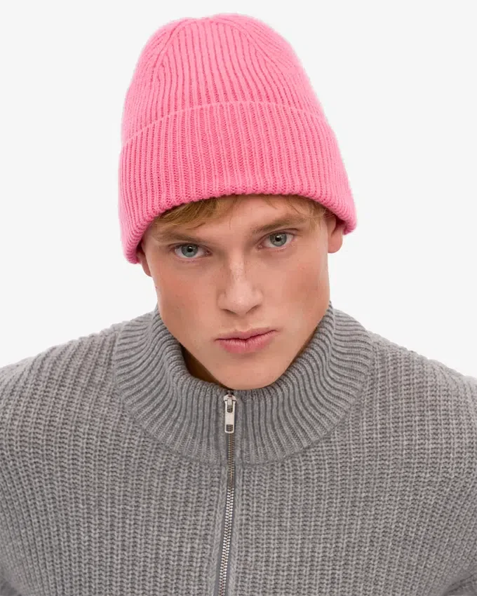 Bonnet en laine mérinos - Rose bubble-gum