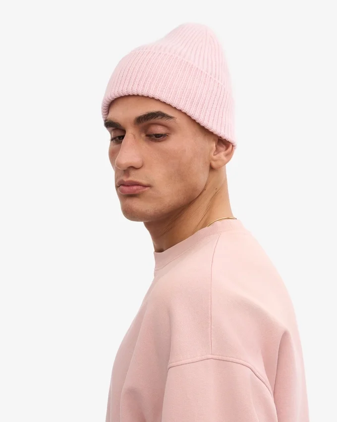 Bonnet en laine mérinos - Rose délavé