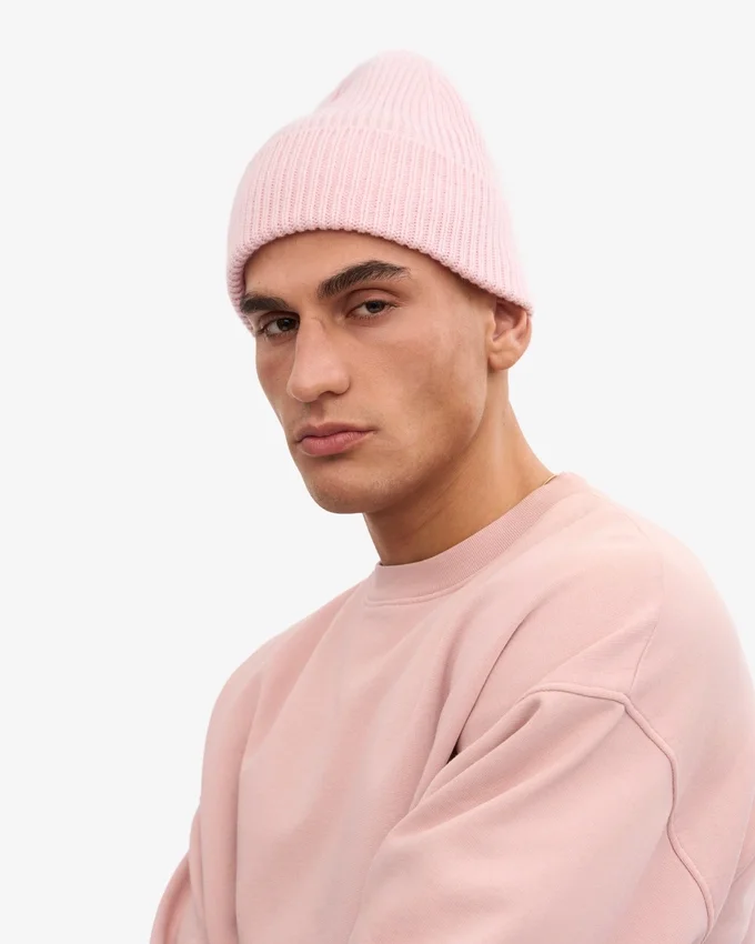 Bonnet en laine mérinos - Rose délavé