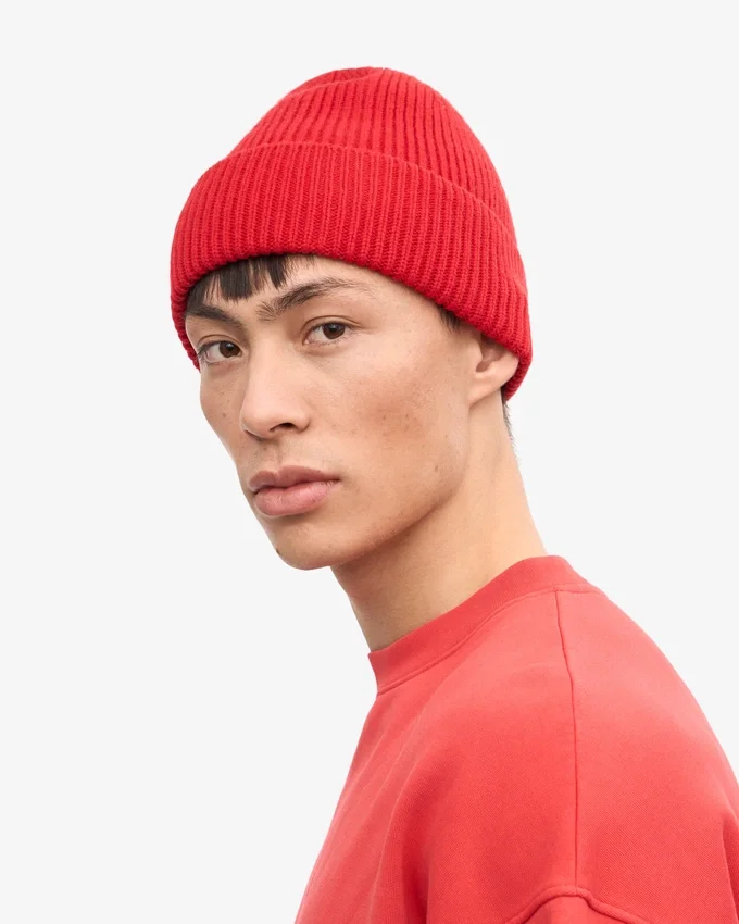 Bonnet en laine mérinos - Rouge écarlate