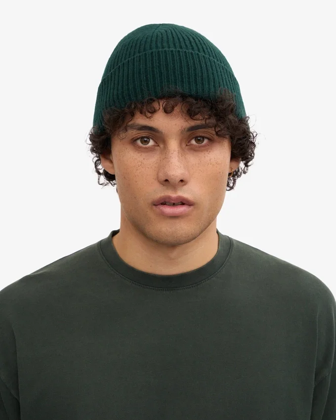 Bonnet en laine mérinos - Vert émeraude