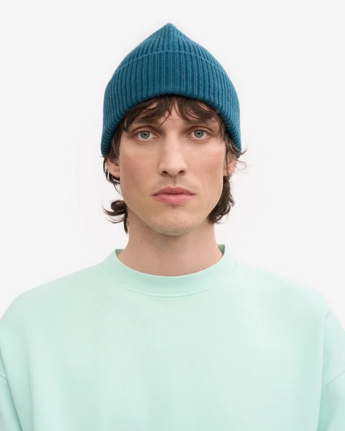 Bonnet en laine mérinos - Vert océan