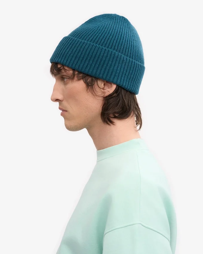 Bonnet en laine mérinos - Vert océan