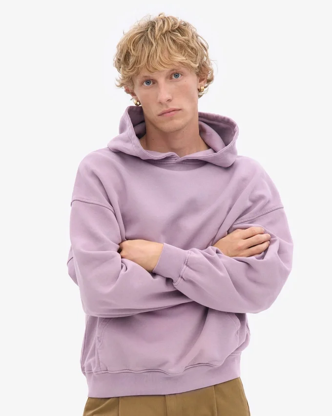 Capuche oversize en coton bio - Violet nacré