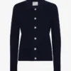 Cardigan à col en laine mérinos pour femme - Bleu marine