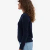 Cardigan à col en laine mérinos pour femme - Bleu marine