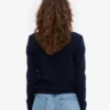 Cardigan à col en laine mérinos pour femme - Bleu marine