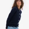 Cardigan à col en laine mérinos pour femme - Bleu marine