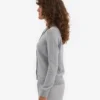 Cardigan à col en laine mérinos pour femme - Gris chiné