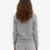Cardigan à col en laine mérinos pour femme - Gris chiné