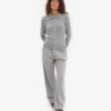 Cardigan à col en laine mérinos pour femme - Gris chiné