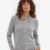 Cardigan à col en laine mérinos pour femme - Gris chiné