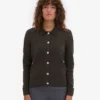 Cardigan à col en laine mérinos pour femme - Marron café