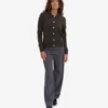 Cardigan à col en laine mérinos pour femme - Marron café