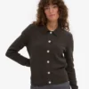 Cardigan à col en laine mérinos pour femme - Marron café