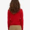 Cardigan à col en laine mérinos pour femme - Rouge mandarine