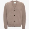 Cardigan à col en V en laine mérinos - Taupe chaud