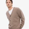 Cardigan à col en V en laine mérinos - Taupe chaud