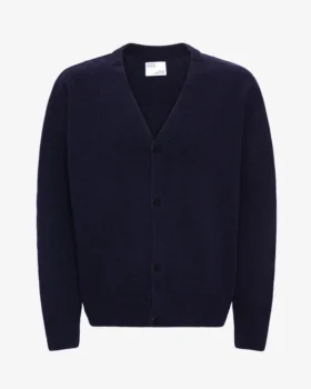 Cardigan en laine mérinos à col en V - Bleu marine