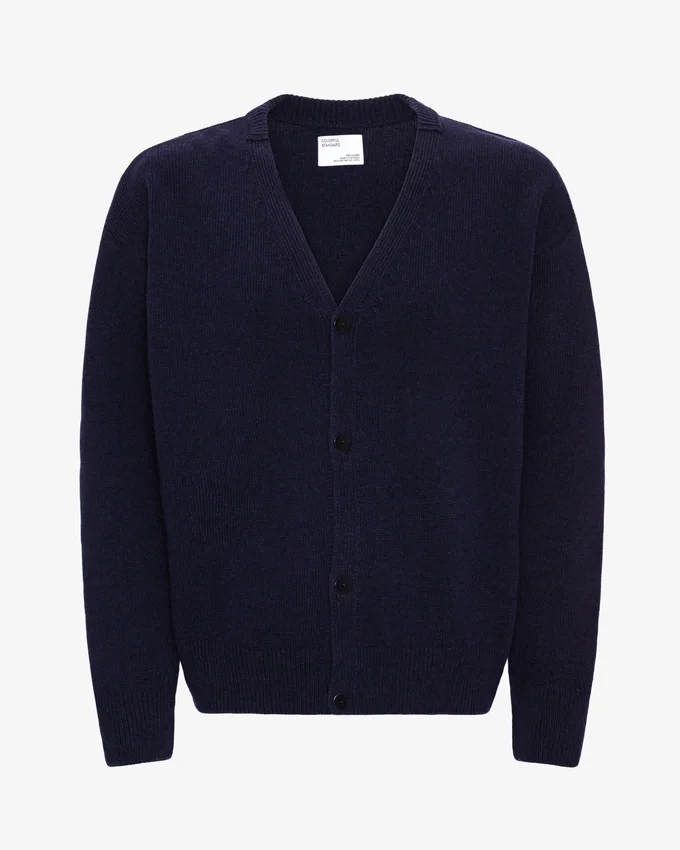 Cardigan en laine mérinos à col en V - Bleu marine