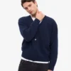 Cardigan en laine mérinos à col en V - Bleu marine