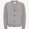 Cardigan en laine mérinos à col en V - Gris chiné