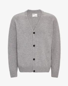 Cardigan en laine mérinos à col en V - Gris chiné