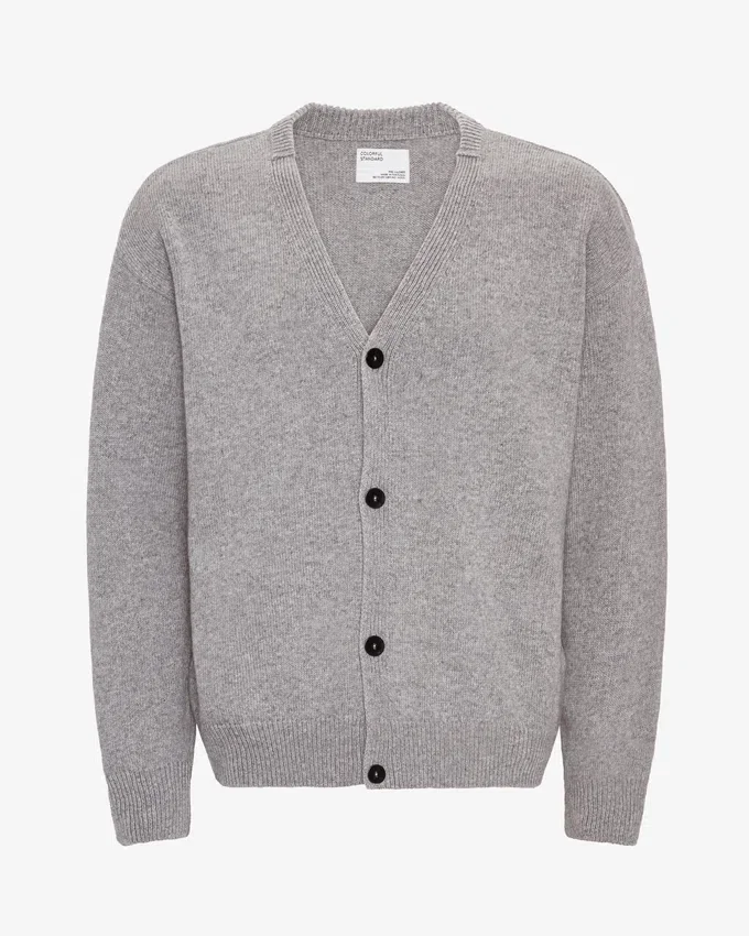 Cardigan en laine mérinos à col en V - Gris chiné