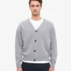 Cardigan en laine mérinos à col en V - Gris chiné