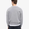 Cardigan en laine mérinos à col en V - Gris chiné