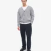 Cardigan en laine mérinos à col en V - Gris chiné
