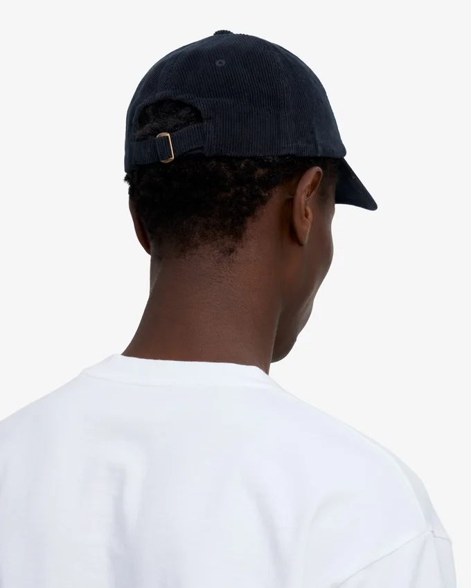 Casquette en velours côtelé bio - Bleu marine